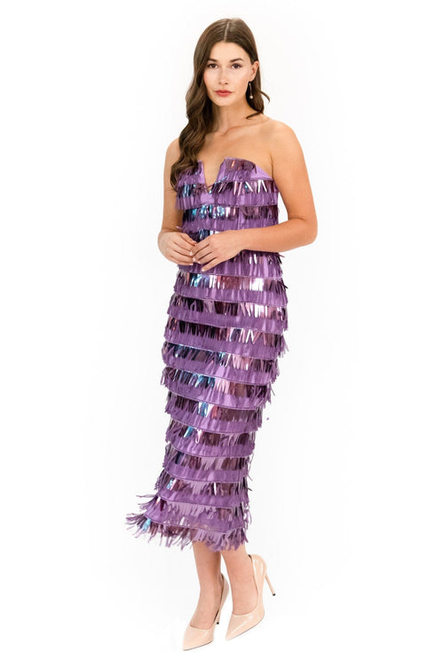 Lia Strapless Dress – Lilac Fringe