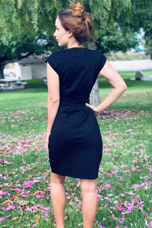 Loma Dress in Black & White Bat Orchid