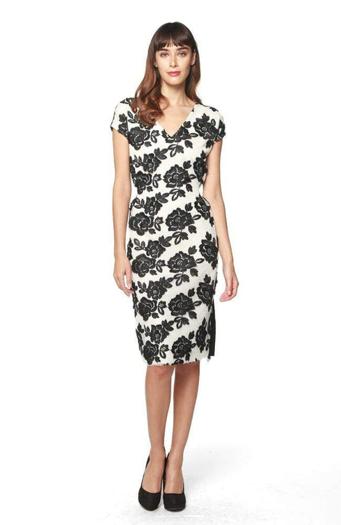Loma Dress in Black & White Bat Orchid