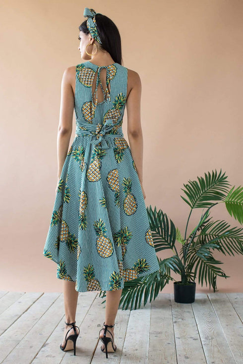 Lucia V-Neck Circle Skirt Dress - Pineapple Plantation