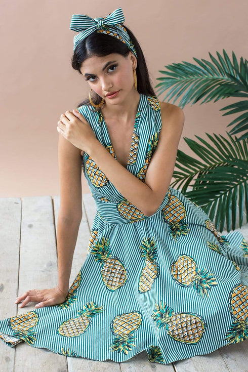 Lucia V-Neck Circle Skirt Dress - Pineapple Plantation