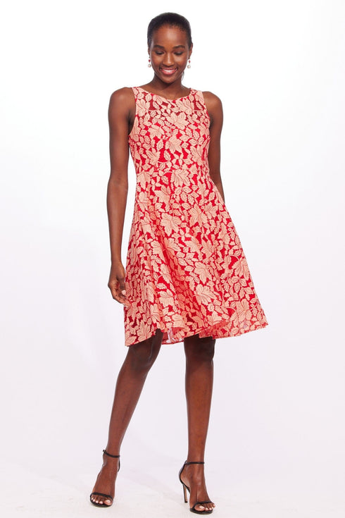Marsel Dress - Red and Cream Lace