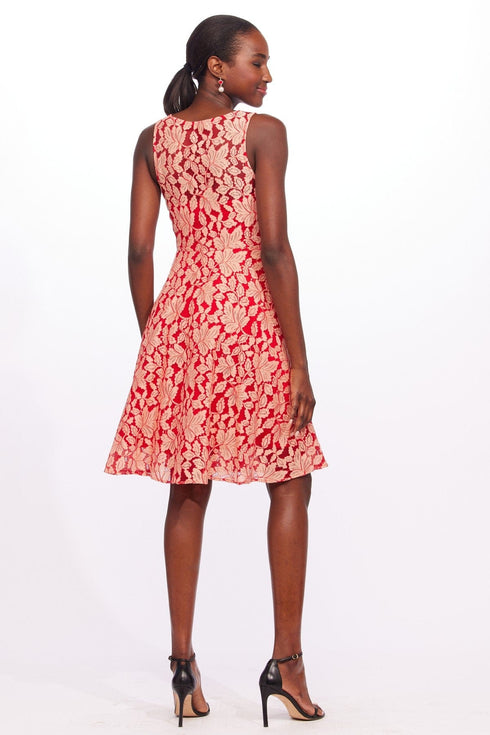 Marsel Dress - Red and Cream Lace