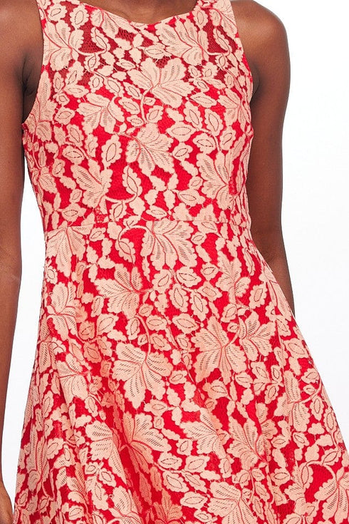 Marsel Dress - Red and Cream Lace