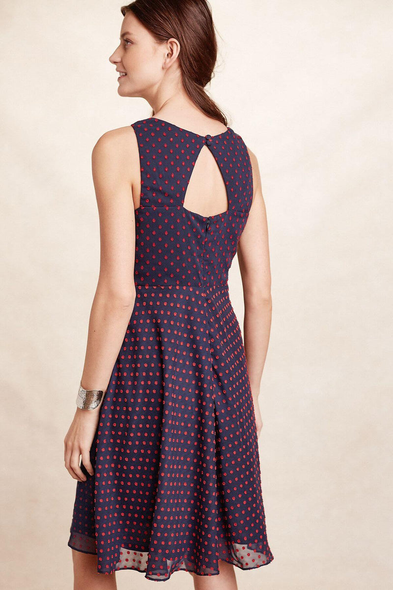 open lace back dress The Red V Neck Polka Dot Lace Ruched Maxi Dress - Women's Navy Polka Dot  Cap Sleeve Dress - Red - Dresses