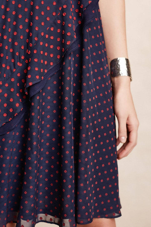 Maryanne Dress - Navy/Red Dot