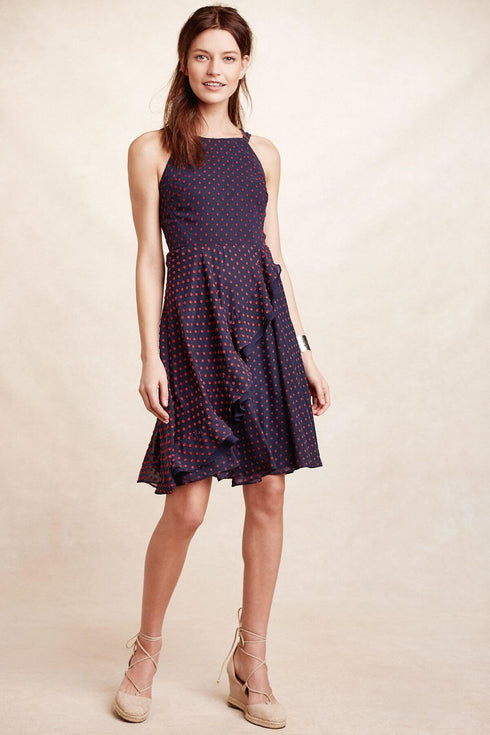 Maryanne Dress - Navy/Red Dot