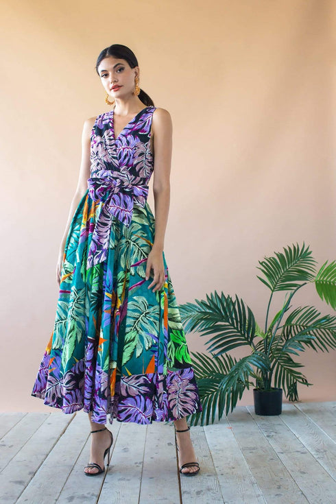 Masha Dress - Purple Palm