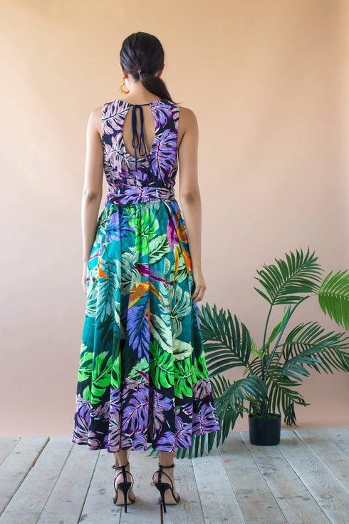 Masha Dress - Purple Palm