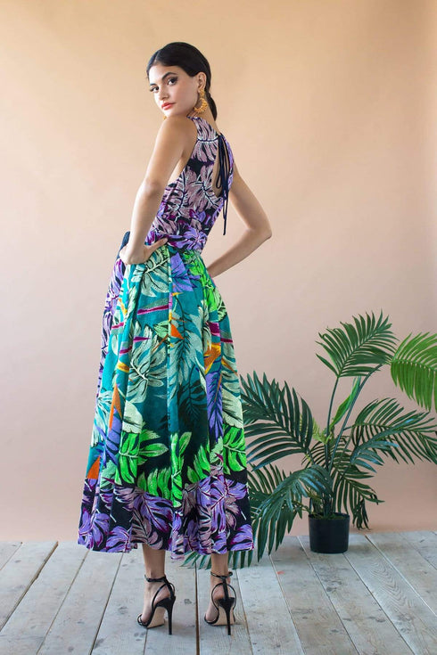 Masha Dress - Purple Palm
