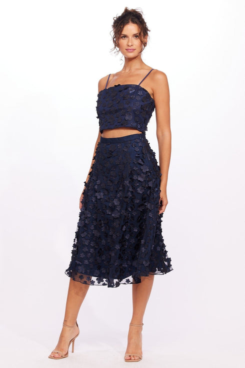 Mesh Top and Skirt Set - Navy Petal