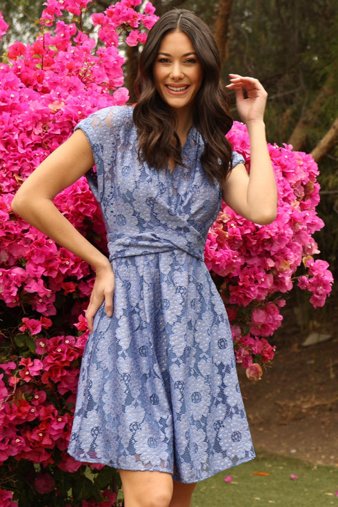 Poppy Dress- Blue Lace