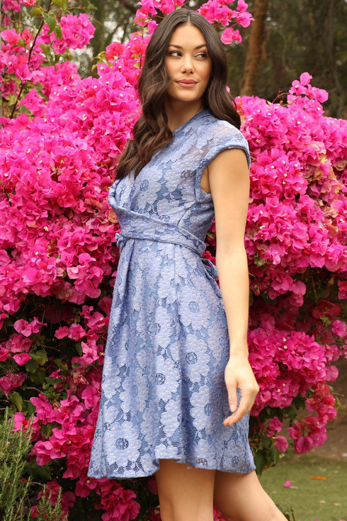 Poppy Dress- Blue Lace