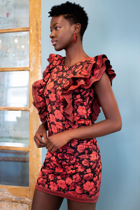 Ruffled Mini Sweater Dress