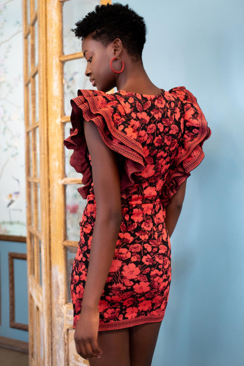 Ruffled Mini Sweater Dress