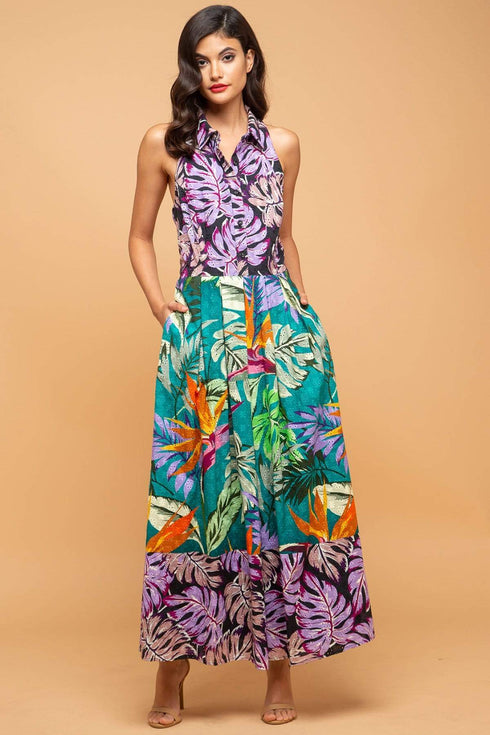 Sabine Dress  - Purple Palm