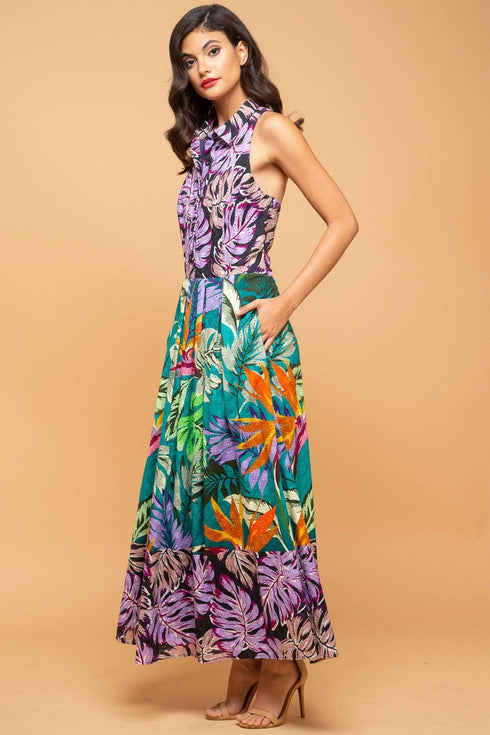 Sabine Dress  - Purple Palm