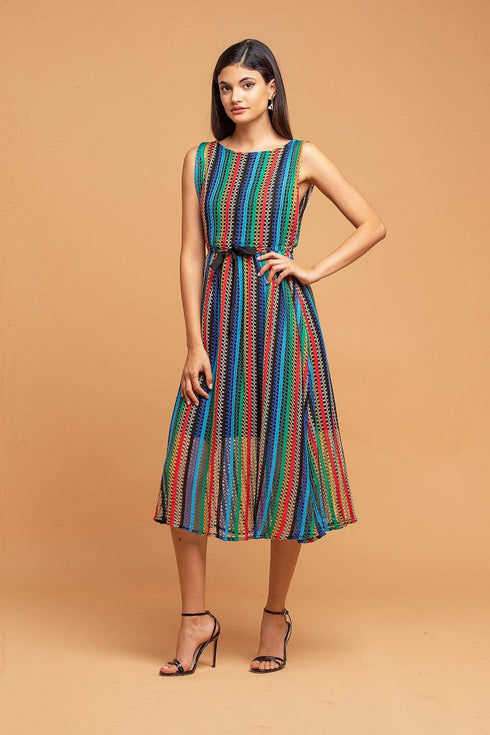 Sage Dress - Multicolored Crochet Dress