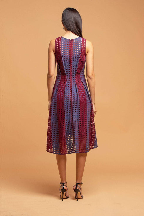 Samantha Dress - Navy+Burgundy Lace