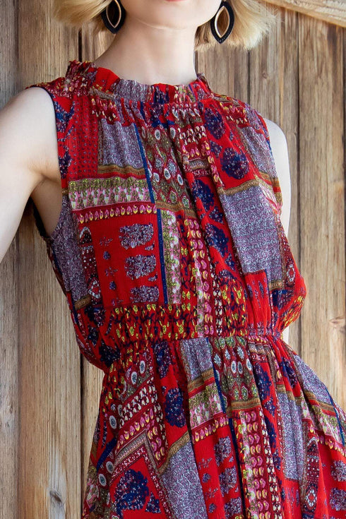 Shentel Dress - Patchwork Pleated