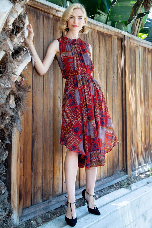 Shentel Dress - Patchwork Pleated