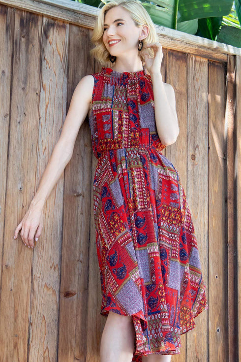 Shentel Dress - Patchwork Pleated