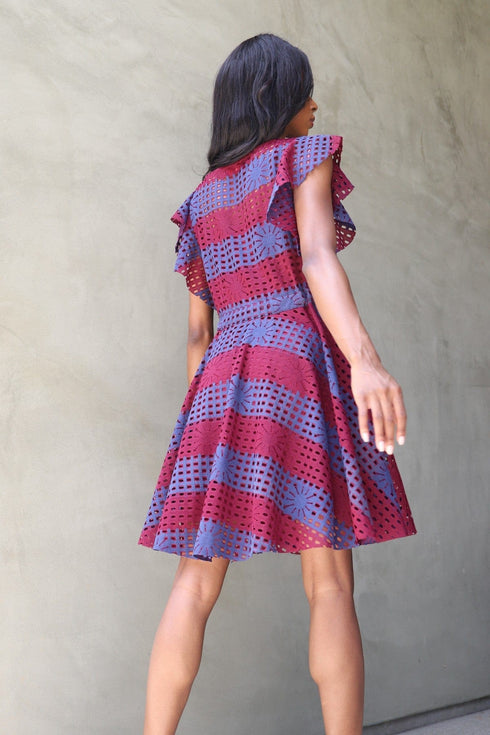 Simona Dress - Wine Stripe