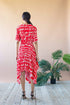 Sophia Asymmetric Hem Midi Dress - Red Script