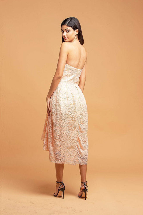 Strapless Lace Apricot Dress