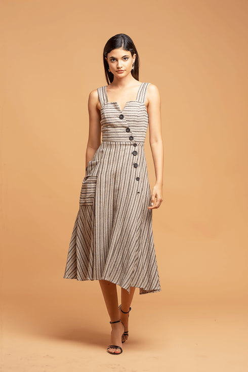 Striped Utility Midi Dress