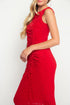 Urchin Cinched Midi Dress – Red
