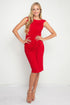 Urchin Cinched Midi Dress – Red