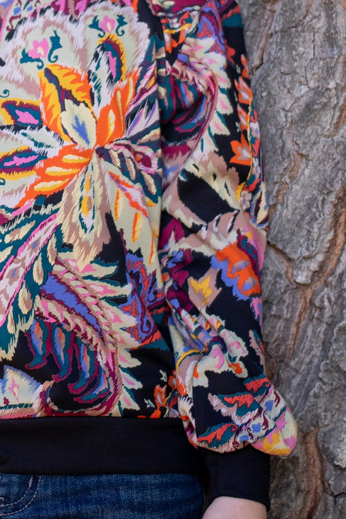 Clyde Sweatshirt - Printed Paisley Damascus Knit - Girls