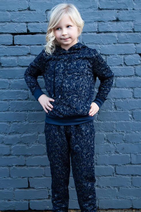 Mini Noah Hoodie - Navy Knit - Girls