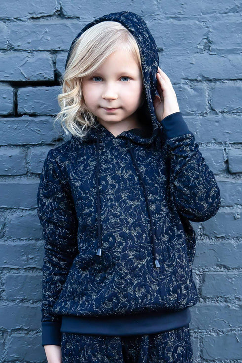 Mini Noah Hoodie - Navy Knit - Girls