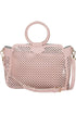 Blush Lasercut Vegan-Leather Top Handle Purse Bag