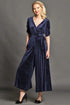 Catalina Jumpsuit - Black/Navy Pebbled Velvet