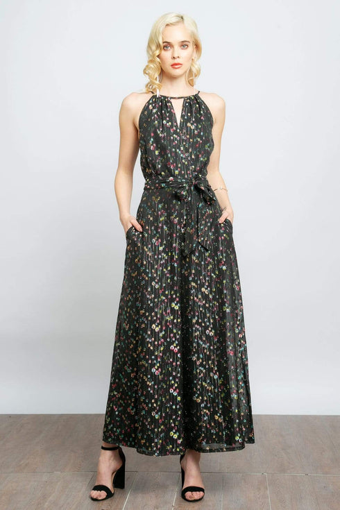 Edita Halter Metallic Clip Dot Jumpsuit