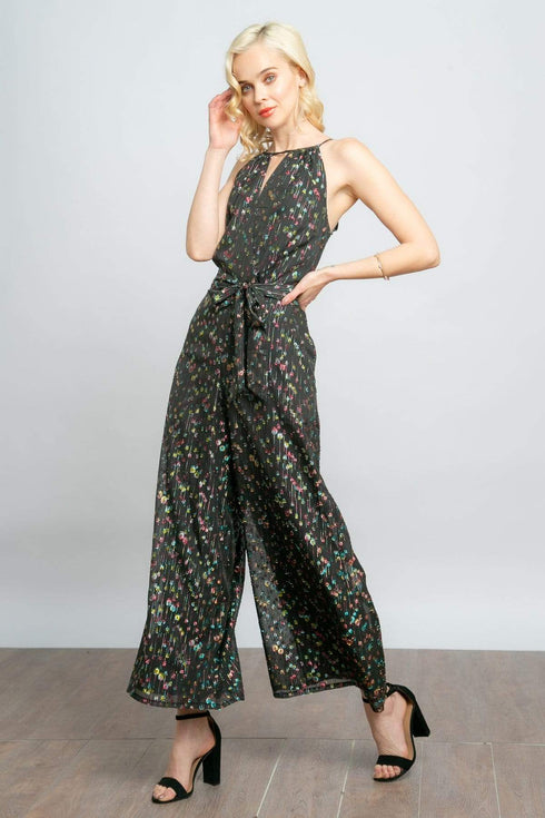 Edita Halter Metallic Clip Dot Jumpsuit