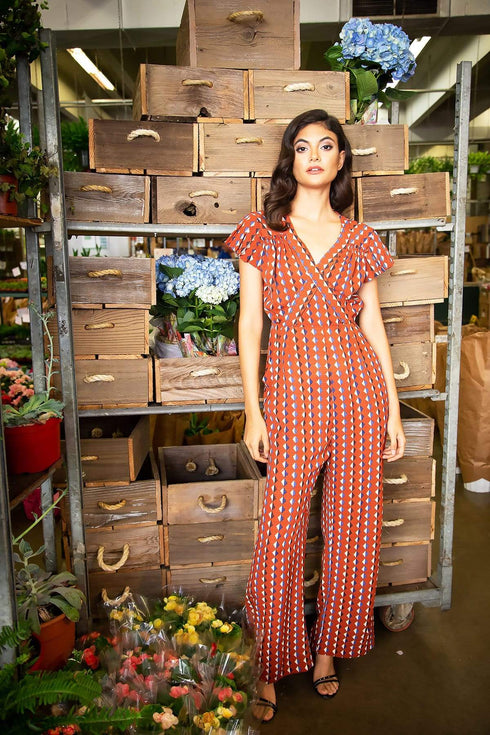 Kingsley Wide Leg Jumpsuit With Angel Sleeves- Navajo Tribe