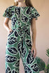 Miranda Jumpsuit With Tie Waist and Flutter Sleeves - Sage Leaf