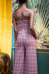 Pink Plaid Strapless Knit Jumpsuit