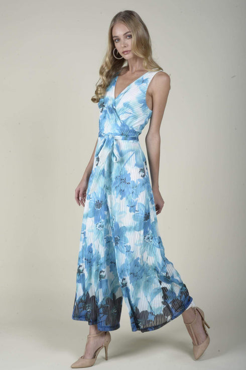 Sunny Wide Leg Jumpsuit - Teal Bloom