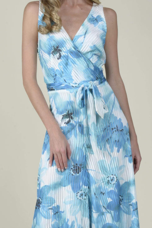 Sunny Wide Leg Jumpsuit - Teal Bloom