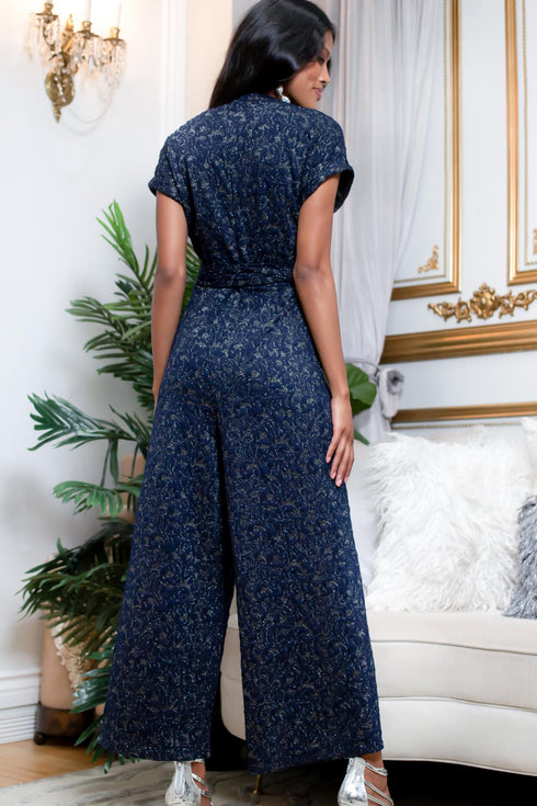 Tate Jumpsuit - Metallic Navy
