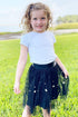 Isla Black Tulle Pleated Skirt with Pearls - Girls