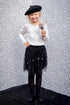 Isla Black Tulle Pleated Skirt with Pearls - Girls