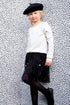 Isla Black Tulle Pleated Skirt with Pearls - Girls