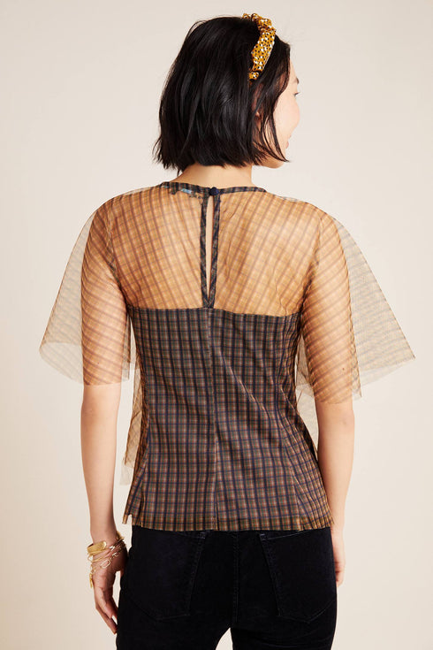Mitzi Plaid Tulle Top