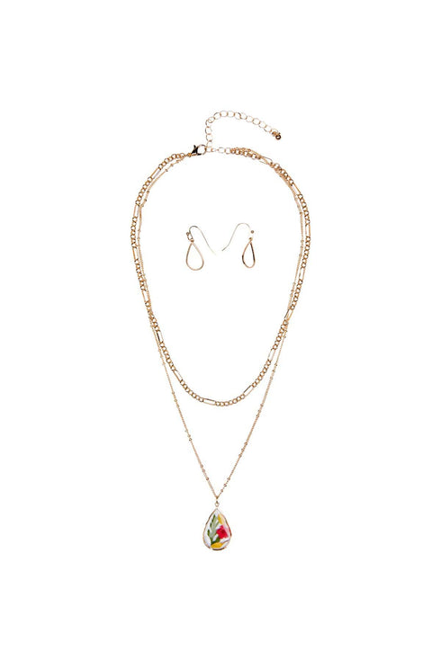 Floral Resin Necklace Set